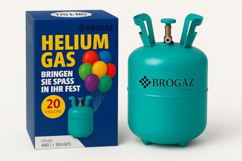 Heliumflasche für 20 Luftballons – Heliumgas zum Nachfüllen, einfach zu bedienen, ideal für Partys und Veranstaltungen (Luftballons nicht im Lieferumfang enthalten) von VARZI
