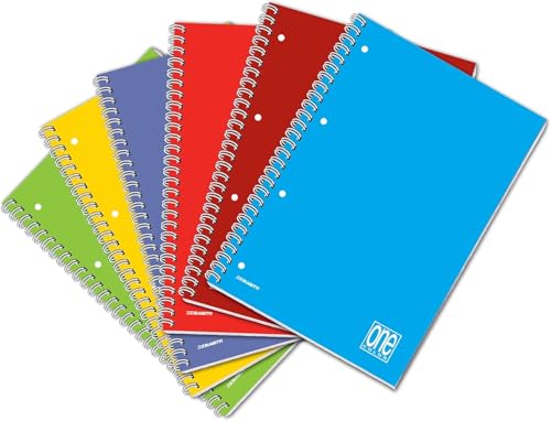 One Color Heft mit seitlicher Spiralbindung, A4, 10 Stück, Papier 80 g, Einband aus einfarbigem Karton, 5 Stück, Lineatur 1R (Lineatur) und 5 Stück 5 mm von VARZI
