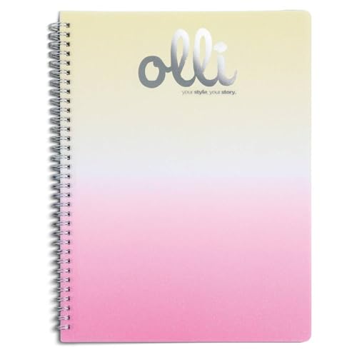 VARZI Olli Maxi Heft A4 Spiralblock Glitter Rainbow - 70 Blatt 70 g/m², Deckel PP Gradient, innen liniert oder kariert 5 mm (Rainbow Glitter 1 Lineal 1R) von VARZI