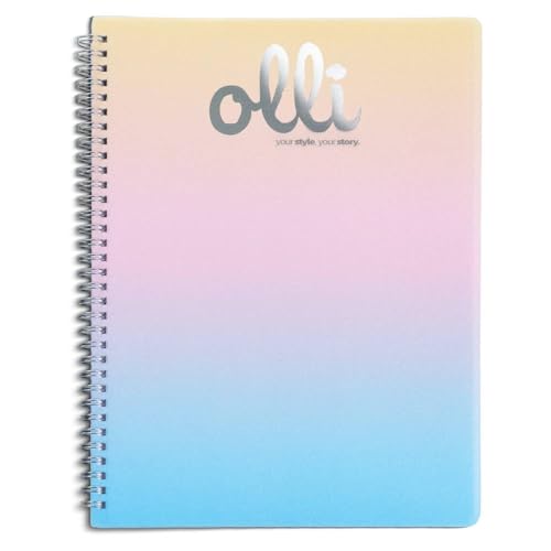 VARZI Olli Maxi Heft A4 Spiralblock Glitter Rainbow - 70 Blatt 70 g/m², Deckel PP Gradient, innen liniert oder kariert 5 mm (Rainbow Glitter 2 liniert 1R) von VARZI
