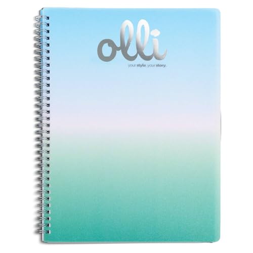 VARZI Olli Maxi Heft A4 Spiralblock Glitter Rainbow - 70 Blatt 70 g/m², Deckel PP Gradient, innen liniert oder kariert 5 mm (Rainbow Glitter 3 Lineal 1R) von VARZI