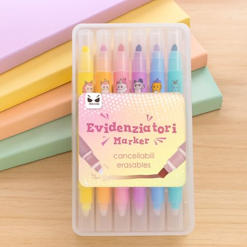 VARZI Set mit 6 löschbaren Textmarkern – farbige Marker mit Doppelspitze zum Schreiben und Löschen – Pastell-Textmarker für Schule und Büro 1956 VARZI Set mit 6 löschbaren Textmarkern – farbige Marker mit Doppelspitze zum Schreiben und Löschen – Pastell-Textmarker für Schule und Büro 1956 von VARZI