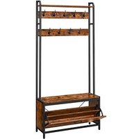 VASAGLE Garderobenbank mit Haken HSR405B01 weiß, eiche Metall 85,0 cm von VASAGLE