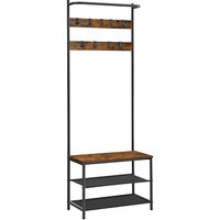 VASAGLE Garderobenbank mit Haken und Schuhrost HSR411B01 braun, schwarz Metall 64,0 cm VASAGLE Garderobenbank mit Haken und Schuhrost HSR411B01 braun, schwarz Metall 64,0 cm von VASAGLE