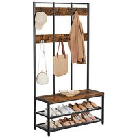 VASAGLE Garderobenbank mit Haken und Schuhrost HSR86BXV1 braun, schwarz Metall 100,0 cm VASAGLE Garderobenbank mit Haken und Schuhrost HSR86BXV1 braun, schwarz Metall 100,0 cm von VASAGLE