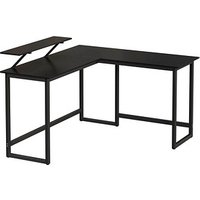 VASAGLE Schreibtisch schwarz L-Form, O-Fuß-Gestell schwarz 130,0 / 140,0 x 50,0 cm von VASAGLE