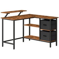 VASAGLE Schreibtisch vintage-braun rechteckig, 4-Fuß-Gestell schwarz 115,0 x 105,0 cm von VASAGLE