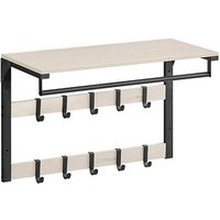 VASAGLE Wandgarderobe weiß Holz 10 Haken 65,0 x 42,0 cm von VASAGLE