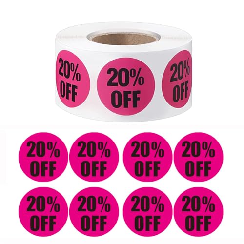 1 Rolle/500 % Rabatt-Aufkleber, 20 % Rabatt-Etiketten, selbstklebende Etiketten, Verkaufsaufkleber, runde Verkaufsschilder für Einzelhandel, Geschäft, Supermarkt 1 Rolle/500 % Rabatt-Aufkleber, 20 % Rabatt-Etiketten, selbstklebende Etiketten, Verkaufsaufkleber, runde Verkaufsschilder für Einzelhandel, Geschäft, Supermarkt von VASANA