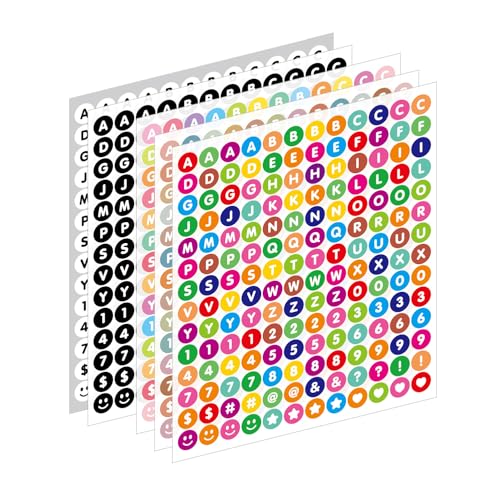 10 Bögen kleine Buchstaben-Aufkleber, 1,27 cm, rund, bunt, Alphabet, Zahlenaufkleber, selbstklebende Buchstaben-Etiketten für Scrapbooking, dekorative Bastelarbeiten 10 Bögen kleine Buchstaben-Aufkleber, 1,27 cm, rund, bunt, Alphabet, Zahlenaufkleber, selbstklebende Buchstaben-Etiketten für Scrapbooking, dekorative Bastelarbeiten von VASANA
