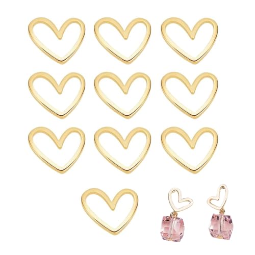 10 Stück goldene Herzverbindungsringe, Schmuckverbinder, plattiert, offene Lünetten, Metall, hohl, Charm-Herz-Anhänger für Armbänder, Halsketten, DIY Herstellung 10 Stück goldene Herzverbindungsringe, Schmuckverbinder, plattiert, offene Lünetten, Metall, hohl, Charm-Herz-Anhänger für Armbänder, Halsketten, DIY Herstellung von VASANA