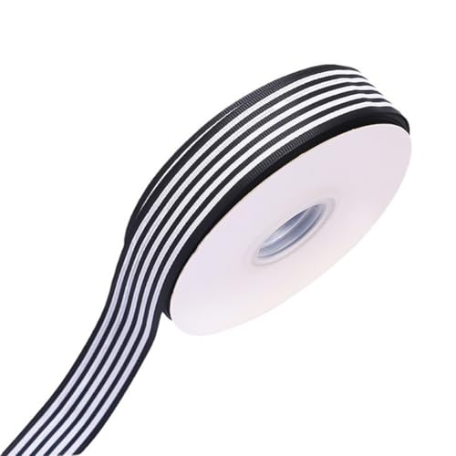 2,5 cm breit, schwarz-weiß gestreiftes Polyesterband, 22 m, Ripsband, Basteln, Drahtband für Geschenkverpackungen, Party, Hochzeit, Weihnachten, Geburtstag, Dekoration 2,5 cm breit, schwarz-weiß gestreiftes Polyesterband, 22 m, Ripsband, Basteln, Drahtband für Geschenkverpackungen, Party, Hochzeit, Weihnachten, Geburtstag, Dekoration von VASANA