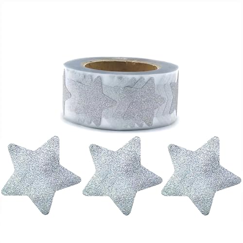 2,5 cm silberne Stern-Aufkleber, selbstklebende Stern-Etiketten, wasserdicht, glitzernd, glänzende Sterne, Etiketten, Zubehör, Basteln für Umschläge, Flaschen, Geschenktüten, Versiegelungsaufkleber 2,5 cm silberne Stern-Aufkleber, selbstklebende Stern-Etiketten, wasserdicht, glitzernd, glänzende Sterne, Etiketten, Zubehör, Basteln für Umschläge, Flaschen, Geschenktüten, Versiegelungsaufkleber von VASANA