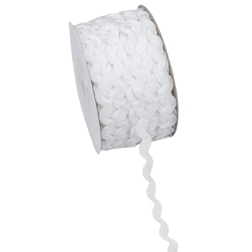 22 Meter breiter Polyester-Rick-Rack-Bordüre, gewellt, gebogen, Fransenbordüre, Geschenkverpackung, Spitzenband, geflochtener Stoff für DIY, Nähen, Basteln, Hochzeit, Party, Dekoration (weiß) von VASANA