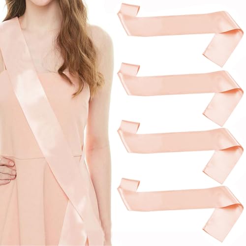Blanko-Schärpen aus Satin, unbedruckt, für Junggesellinnenabschied, Abschlussball, Geburtstag, Hochzeit, Party, Dekoration, 4 Stück (Roségold) von VASANA