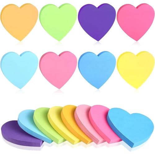 Haftnotizen in Herzform, selbstklebend, bunt, für Zuhause, Schule, Büro, 7,6 x 7,6 cm, 8 Stück Haftnotizen in Herzform, selbstklebend, bunt, für Zuhause, Schule, Büro, 7,6 x 7,6 cm, 8 Stück von VASANA