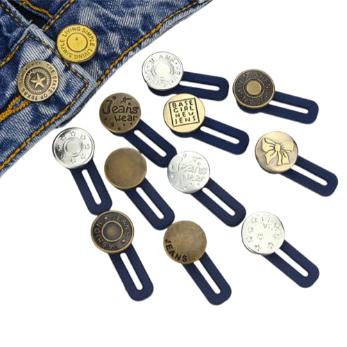 Hosenverlängerungsknöpfe, nahtlos, für Damen und Herren, verstellbare Taillenverlängerung, Metall-Silikon-Schnalle für Jeans-Kragen (zufällige Farbe), 8 Stück von VASANA
