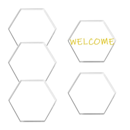 Transparente sechseckige Acryl-Tischkarten, blanko, Namenskarten, Tischkarten, Namenskarten, Gastnamen, Karten, Hochzeit, Party, Event, Dekoration, Lebensmittelschilder, besondere Anlässe (8 cm), 5 von VASANA