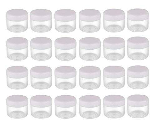 VASANA 24 Stück 20 g 20 ml nachfüllbare klare leere Kunststoff-Kosmetikbehälter mit weißem Kunststoff-Schraubdeckel für Make-up, Creme, Lotion, Lidschatten, Nägel, Puder, Edelsteine, Perlen, Schmuck von VASANA