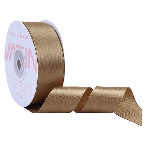 VATIN 25 Meter Satinband Gold 25MM Einseitiges Farbband Schleifenband Band geschenkband Dekoband satinband von VATIN