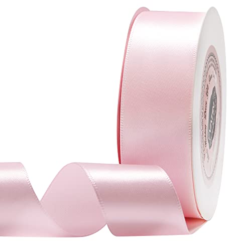 VATIN 25 Meter Satinband Helles Rosa 25MM Einseitiges Farbband Schleifenband Band geschenkband Dekoband satinband von VATIN