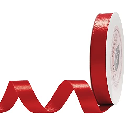 VATIN 25 Meter Satinband Rot 12MM Einseitiges Farbband Schleifenband Band geschenkband Dekoband satinband von VATIN