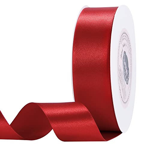 VATIN 25 Meter Satinband Rot 25MM Einseitiges Farbband Schleifenband Band geschenkband Dekoband Satinband von VATIN