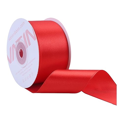 VATIN 25 Meter Satinband Rot 38MM Einseitiges Farbband Schleifenband Band geschenkband Dekoband satinband von VATIN