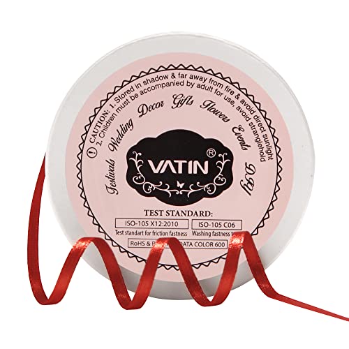 VATIN 25 Meter Satinband Rot 3MM Schleifenband Band geschenkband Dekoband satinband von VATIN