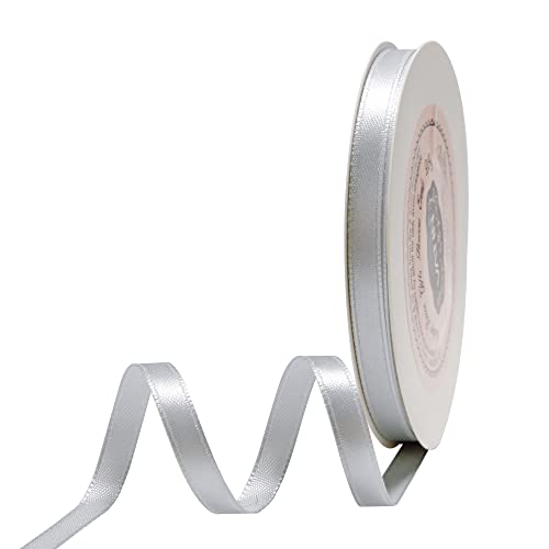 VATIN 25 Meter Satinband Silber 6MM Einseitiges Farbband Schleifenband Band geschenkband Dekoband satinband von VATIN