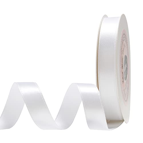VATIN 25 Meter Satinband Weiß 12MM Einseitiges Farbband Schleifenband Band geschenkband Dekoband satinband von VATIN