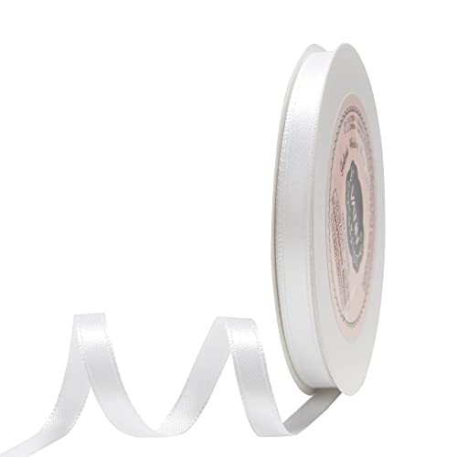VATIN 25 Meter Satinband Weiß 6MM Einseitiges Farbband Schleifenband Band geschenkband Dekoband satinband von VATIN