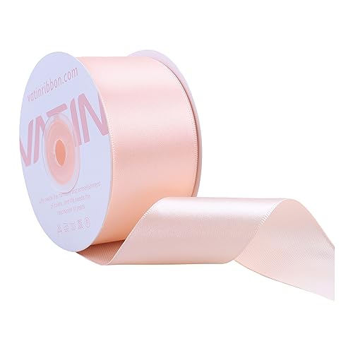VATIN Light Peach Single Face Satin Ribbon 38MM, 25 Meters Solid Colors Fabric Ribbon for Crafting, Gift Wrapping, Balloons, DIY Sewing Project, Hair Bows, Cake Decoration von VATIN
