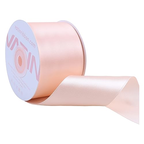 VATIN Light Peach Single Face Satin Ribbon 50MM, 25 Meters Solid Colors Fabric Ribbon for Crafting, Gift Wrapping, Balloons, DIY Sewing Project, Hair Bows, Cake Decoration von VATIN