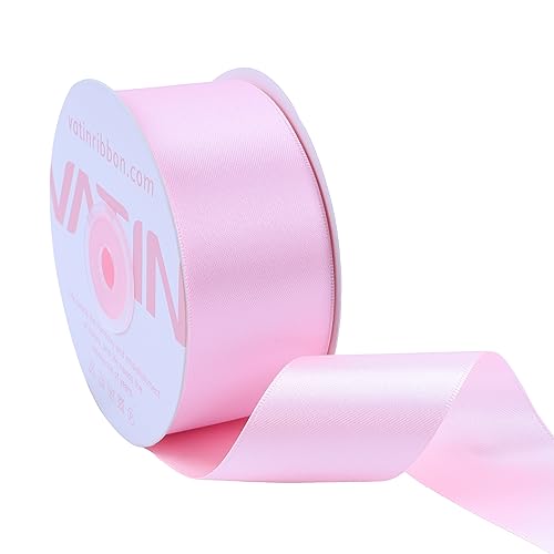VATIN Light Pink Double Face Satin Ribbon 38MM, 25 Meters Solid Colors Fabric Ribbon for Crafting, Gift Wrapping, Balloons, DIY Sewing Project, Hair Bows, Cake Decoration von VATIN