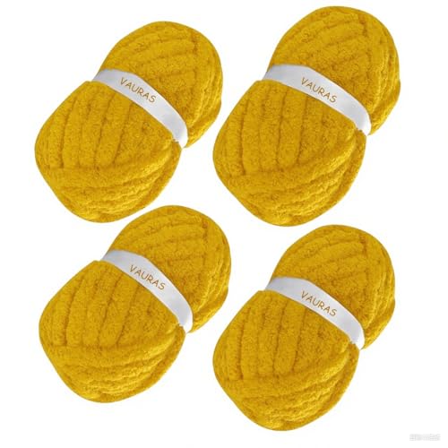 Chenille-Garn zum Handstricken, flauschiges Garn, DIY, Häkeln, grobes Garn, Jumbo, superweich, Gelb, 1 kg Chenille-Garn zum Handstricken, flauschiges Garn, DIY, Häkeln, grobes Garn, Jumbo, superweich, Gelb, 1 kg von VAURAS