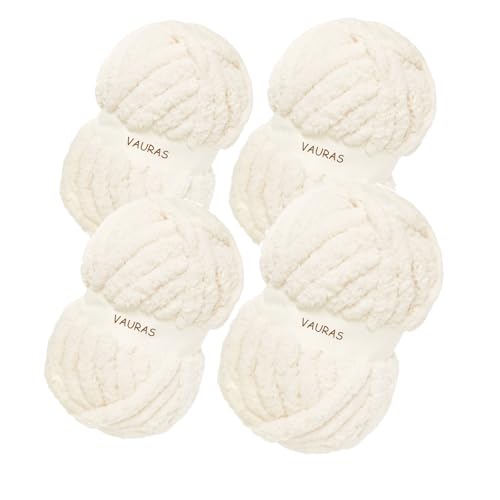 Chenille-Garn zum Handstricken, flauschiges Garn, DIY, Häkeln, grobes Garn, Jumbo, superweich, Milchweiß, 1 kg Chenille-Garn zum Handstricken, flauschiges Garn, DIY, Häkeln, grobes Garn, Jumbo, superweich, Milchweiß, 1 kg von VAURAS