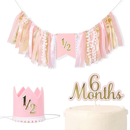Rosa & Gold halber Geburtstag Dekorationen - Halfway Crown, Banner, Hut, Cake Topper & Foto Requisiten Rosa & Gold halber Geburtstag Dekorationen - Halfway Crown, Banner, Hut, Cake Topper & Foto Requisiten von VAVAYAO