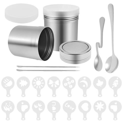 22 Stücke Kaffeeschablonen mit 16 Stück Kaffee Schablone Druckformen,Sichere robuste Kaffee Dekorationsschablonen Latte Art Kit Vielseitiges Barista Latte-Werkzeugset für Dekorationen(22) von VAVPUP