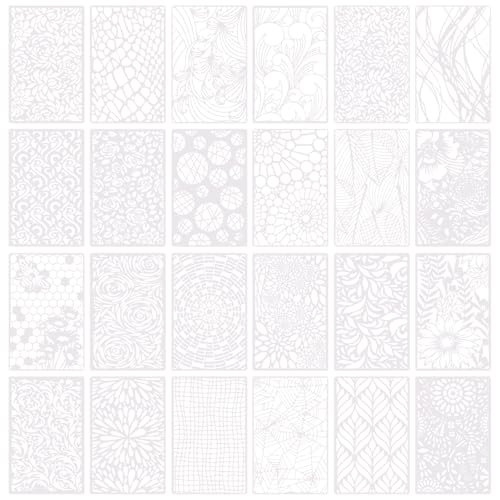 24 Stück Wiederverwendbare Malschablonen,Struktur Schablonen zum Malen,Schichten und Malen,Wandschablone für Papierkunst, Schränke und Kommode,Kunsthandwerk Schablonen(A) von VAVPUP