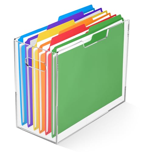 Hängeregistraturbox aus Acryl,31x14x25cm,Großem Hängeregistratur Organizer mit praktischem Tragegriff,Tragbare Schreibtisch-Ordner, für Zuhause, Schule und Büro(Stil 1) von VAVPUP