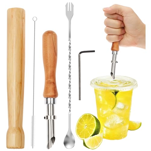 Strohhalm Lochstanzer Set,Edelstahl Strohhalmlocher für Limonadenstände mit Holzgriff,16 cm Strohlocher Püriertes Obst, Kräuter und Eis,Stanzwerkzeuge für Cafés, Restaurants Bars und Haushalt Strohhalm Lochstanzer Set,Edelstahl Strohhalmlocher für Limonadenstände mit Holzgriff,16 cm Strohlocher Püriertes Obst, Kräuter und Eis,Stanzwerkzeuge für Cafés, Restaurants Bars und Haushalt von VAVPUP