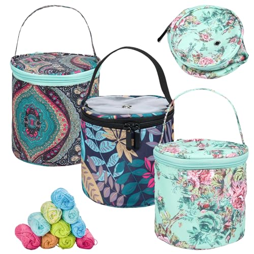 VAVPUP 3 Stück Garn Aufbewahrungstaschen,Tragbare Faltbare Garn Aufbewahrung Tasche,Garnständer mit Reißverschluss,Kleine Tasche für Strickzubehör,StrickAufbewahrungstaschen für Häkler(A) von VAVPUP