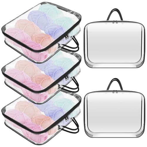 VAVPUP 5 Stück Aufbewahrungstasche,Transparente Plastik Aufbewahrungsbox mit Griff und Reißverschluss,30 x 40 x 10 cm,Wasserdichte PVC Häkeltasche für Kleidung,Pullover,Bettlaken Lagerung,Decke von VAVPUP