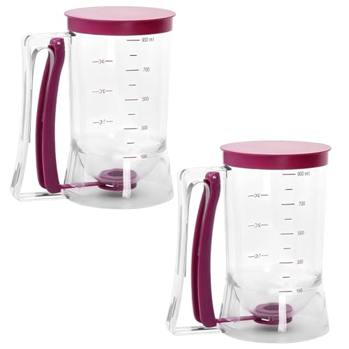 VAVPUP Kuchen Teigportionierer,900 ml Teigspender,Pfannkuchenteigspender mit Messlaschen und Quetschgriffhalter,Teigspender für Kekse, Kuchen,Waffeln,Sahnetrenner,Mess-Backwerkzeug(2) von VAVPUP