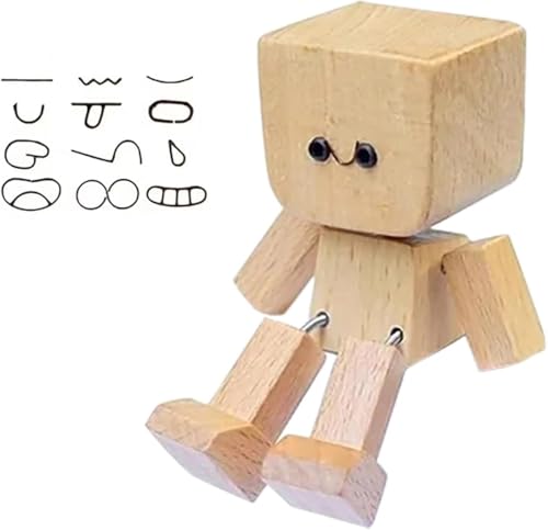 VAWSVOCS Wackelnde Holzfigur, die mit 12 magnetischen Ausdrücke schwankt, schüttelnde Holzfigur, Schüttelfüße, Holzpuppe, lustige Schüttelfüße, Holzmann-Figur für Schreibtisch-Dekoration VAWSVOCS Wackelnde Holzfigur, die mit 12 magnetischen Ausdrücke schwankt, schüttelnde Holzfigur, Schüttelfüße, Holzpuppe, lustige Schüttelfüße, Holzmann-Figur für Schreibtisch-Dekoration von VAWSVOCS