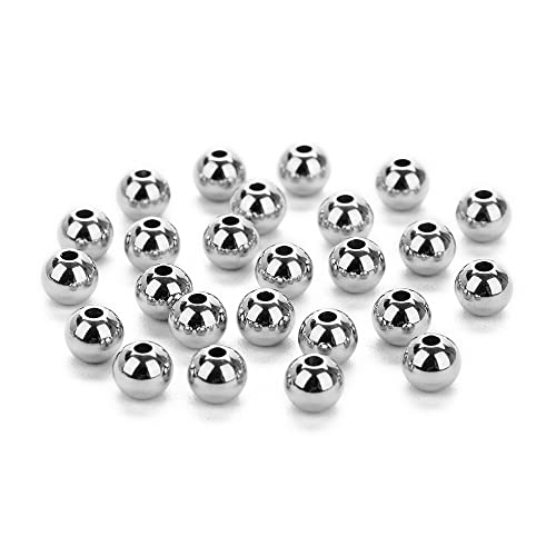 Gewinde-Halbloch-Edelstahlkugeln， 100 teile/los 304 Edelstahl Runde Kugel Perlen Stahl Ton 2 3 4 5 6 7 8mm Mit Große loch Europäische Raum Perlen for DIY Schmuck(6 * 2mm) von VAYEODEYU