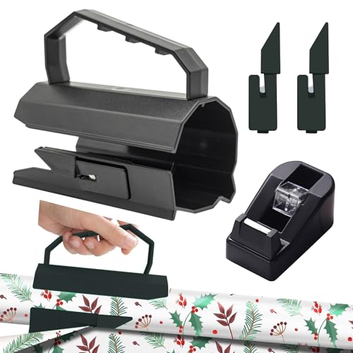 VBNZBK 4 Stück Geschenkpapier Schneider, Geschenkpapier Schneider für Rollen, Tragbare Papierschneider, mit Ersatzklingen und Kleiner Klebebandschneider, für Weihnachten, Geburtstag, Halloween(B) von VBNZBK