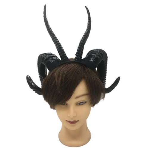 VBRYUAW 1 Stück Gothic Tier Schaf Teufel Hörner Stirnband Halloween Karneval Party Kostüm Requisiten Dämon Horn Kopfschmuck Cosplay Kopfbedeckung von VBRYUAW