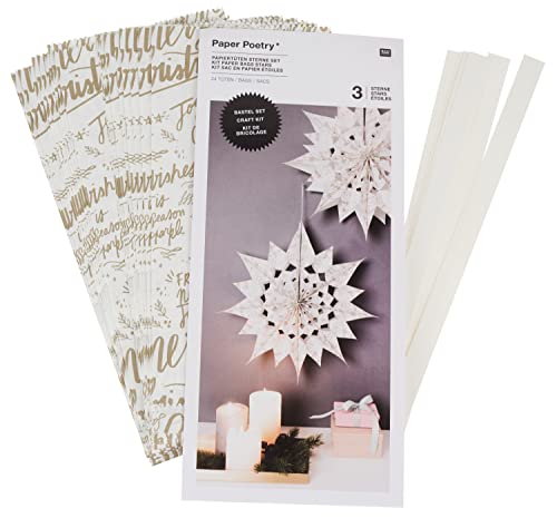 Rico Design Papiertüten Sterne-Set Merry Christmas, groß, Weiß von Rico Design